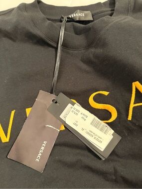 Versace Black Sweatshirt with Gold Embroidered Logo Detail